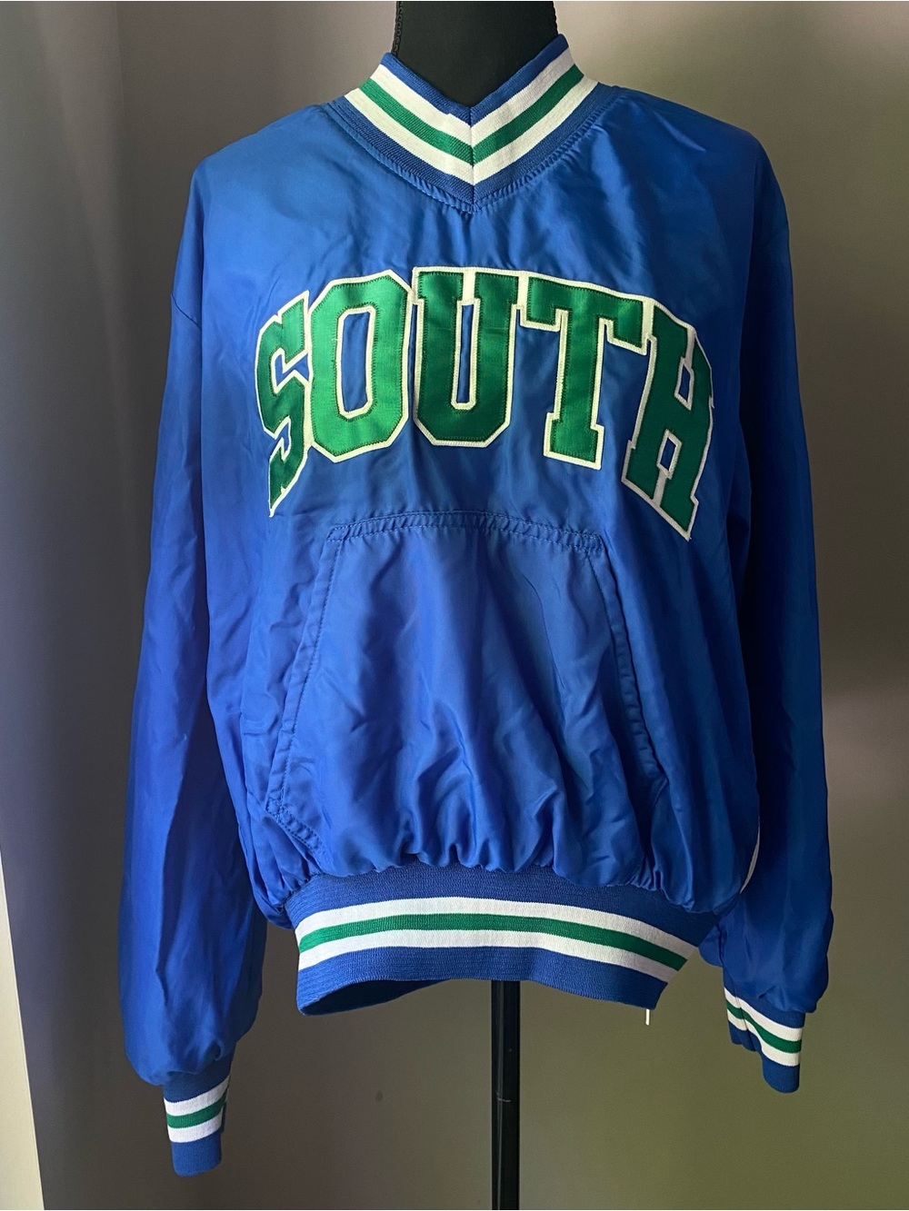 Vintage Gem Sportswear Blue and Green SOUTH pullover Large made in USA
